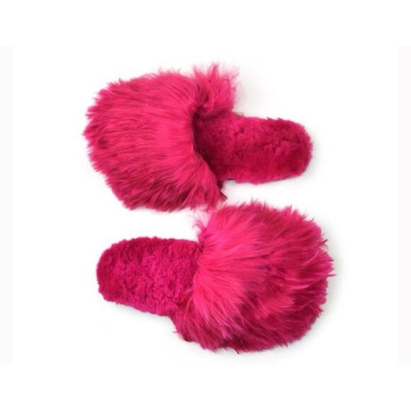 Ariana Bohling Suri Alpaca Fur Slippers Hot Pink Women's Small (6/7) New - Picture 2 of 15